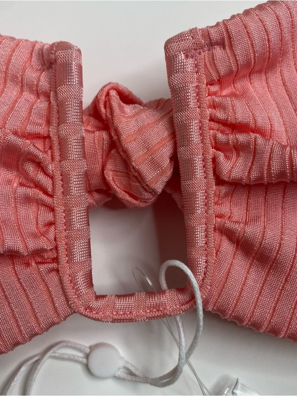 Monday Swimwear Guava Rib St. Martinique Bandeau Bikini Top Size Large